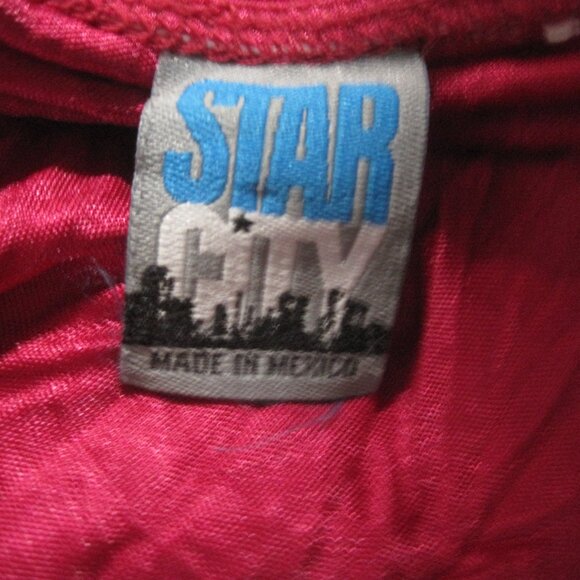 Star City Women's Medium Red Silk Fancy Top Gold and Pearl Applique Bodice - Picture 6 of 6